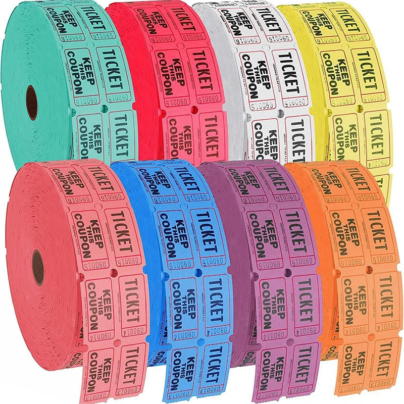 1000-Pc Colorful Raffle Tickets Double Roll | Events & Carnivals Raffle Ticket Roll QXL