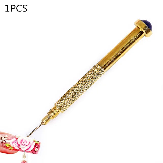 Gold Nail Dangle Drill Hole Maker | Stainless Steel Manicure Tool Nail Art Drill Tool QXL 1pcs
