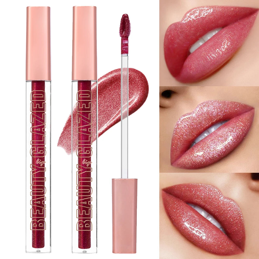 Beauty Glazed Metallic Shimmer Lip Gloss – Waterproof & Long Lasting Metallic Lip Gloss QXL