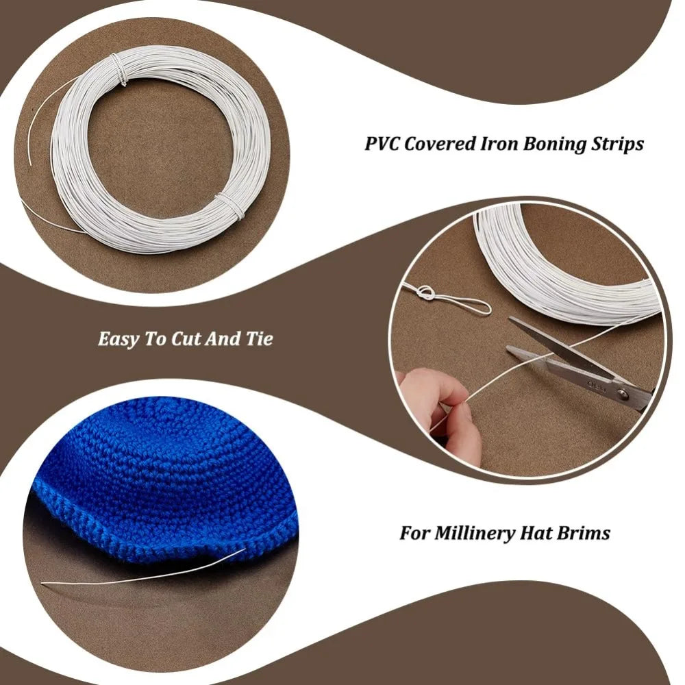50m White Millinery Wire 1mm PVC Covered Iron | Floral Craft Craft Wire QXL