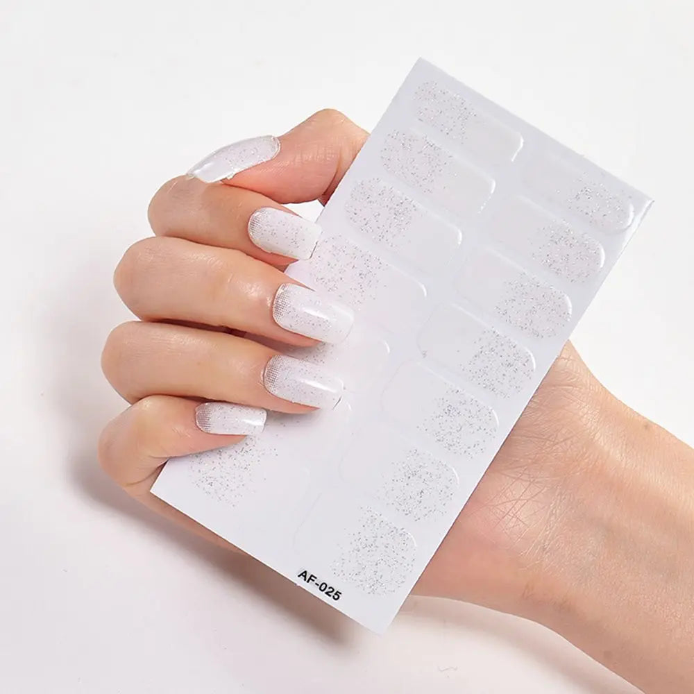 Glitter Self-Adhesive Full Nail Wraps | Y2K Nail Art Stickers Nail Wraps QXL AF025