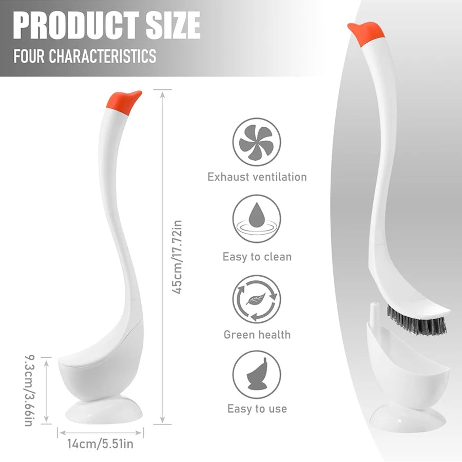Swan Shaped Toilet Brush Set with Holder – Long Handle Toilet Brush Set QXL