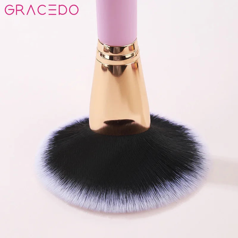 7-Piece Pink Makeup Brush Set | Wood Handle Nylon Bristles Makeup Brush Set QXL