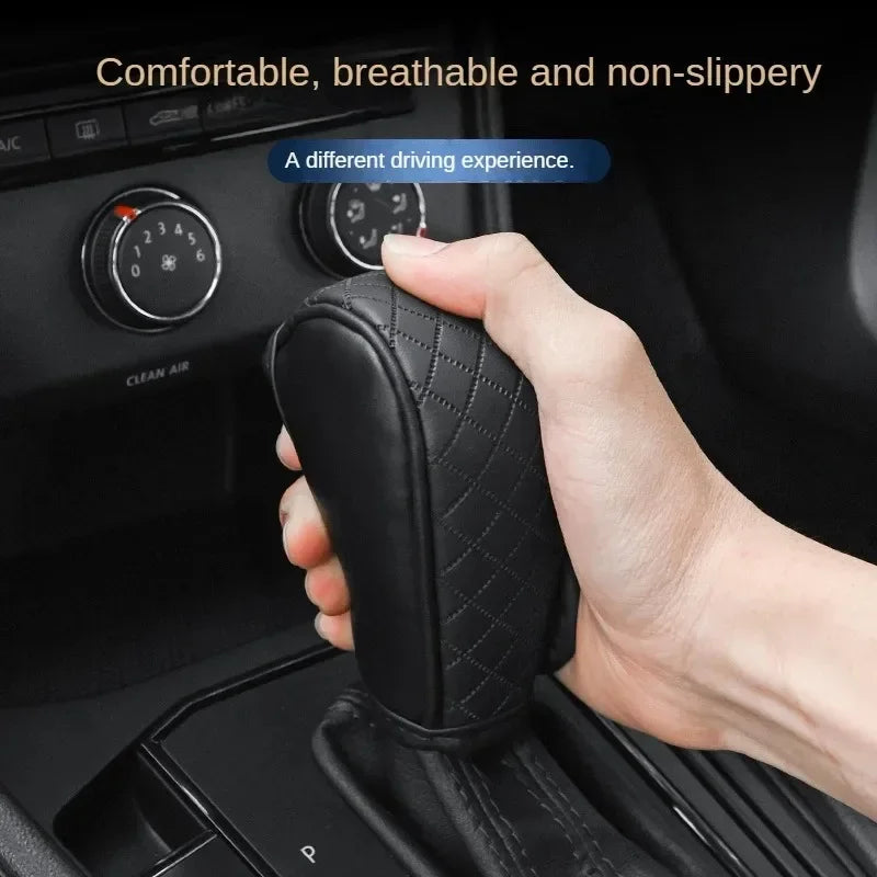 PU Leather Car Gear Shift Cover | Diamond Grid Non-Slip Gear Shift Cover QXL