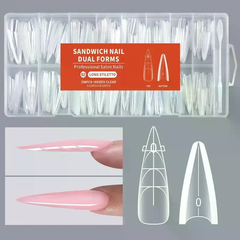 256-Pc Dual Sandwich Nail Extension Forms | 16 Sizes Reusable Nail Extension Forms QXL