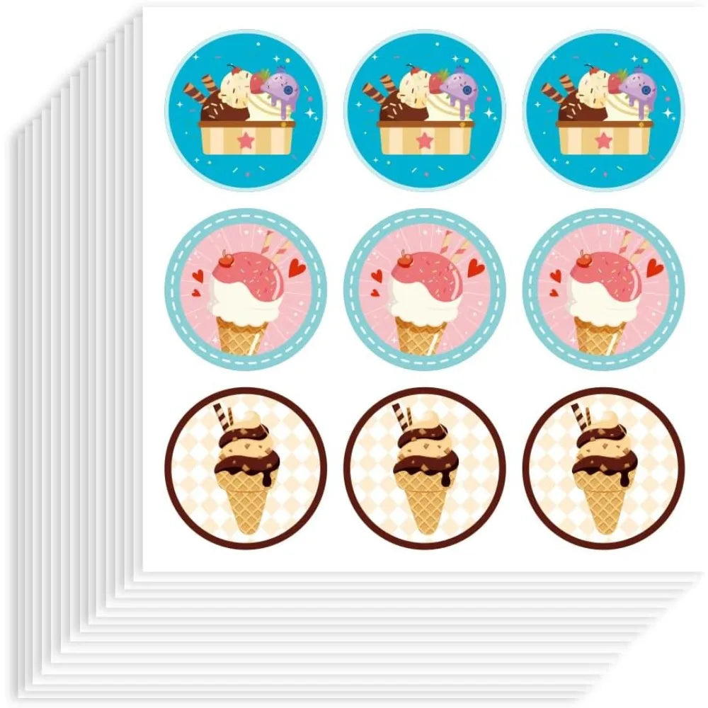 Ice Cream Self-Adhesive Stickers 180pcs | Party & Craft Seals Decorative Stickers QXL AECH04-17934