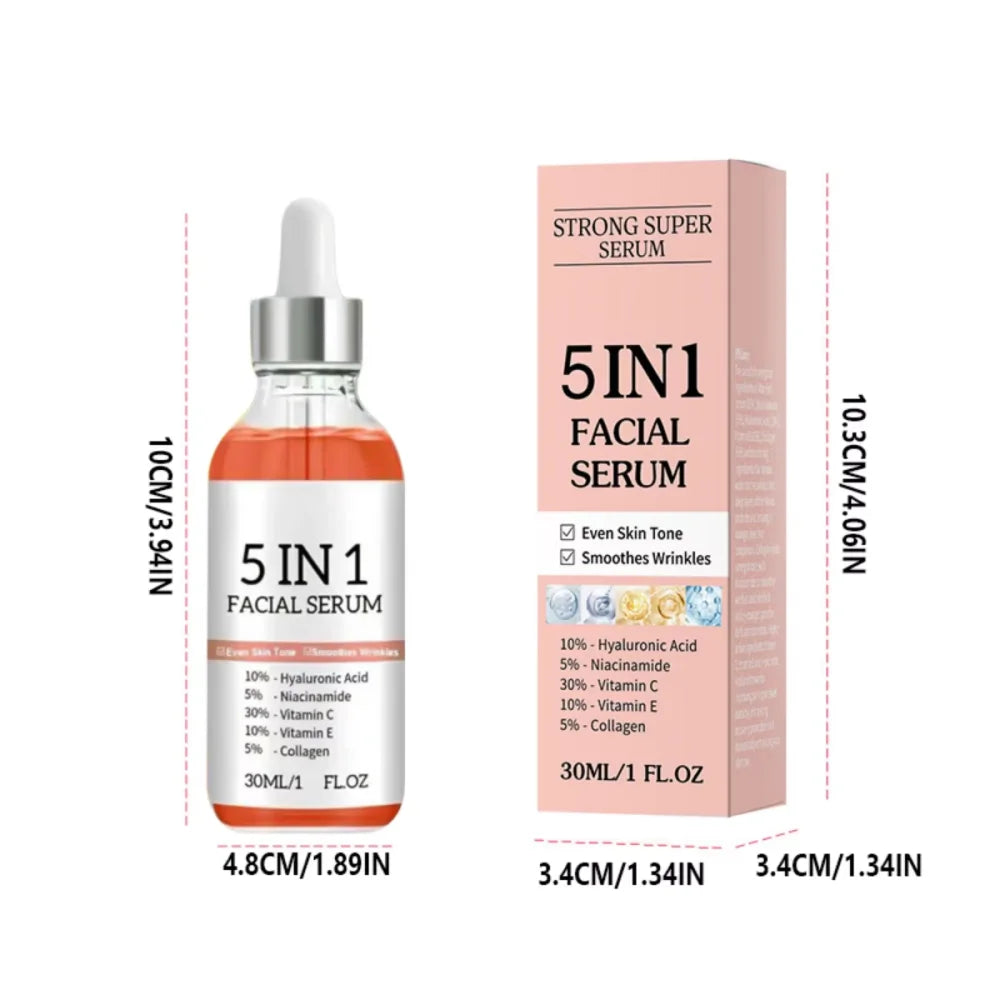 5-in-1 Vitamin C Face Serum | Niacinamide & Hyaluronic Acid Vitamin C Face Serum QXL