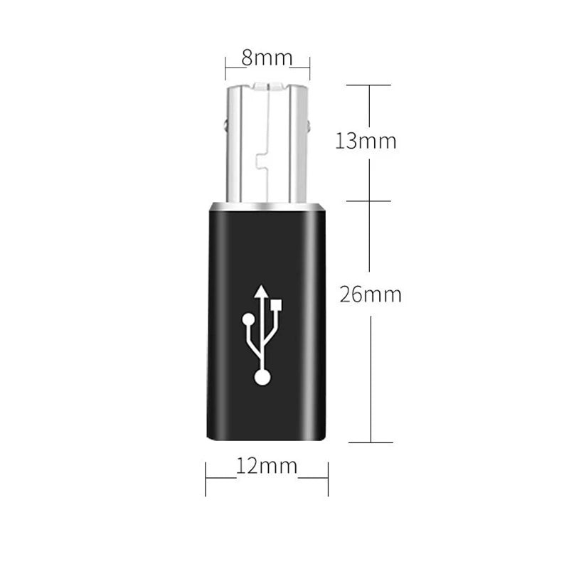 USB-C to USB-B 2.0 Adapter for MIDI & Printer | Type C USB Adapter QXL