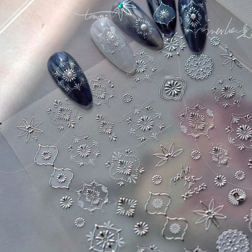 Bohemian 5D Nail Art Stickers – Gold Stars & Moon Decals Nail Art Stickers QXL