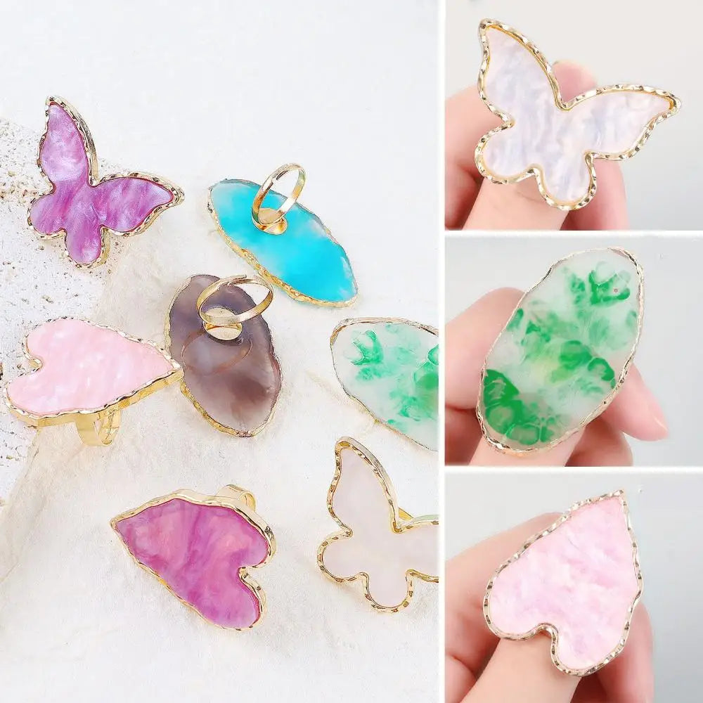 Resin Stone Nail Art Palette Ring | Pigment Mixing & Display Nail Art Palette QXL