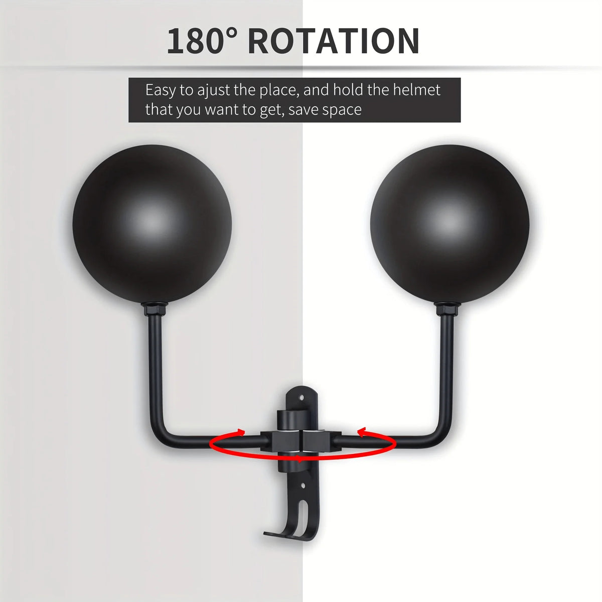 Wall-Mount Metal Motorcycle Helmet Rack | 180° Rotating Hooks Helmet Wall Rack QXL