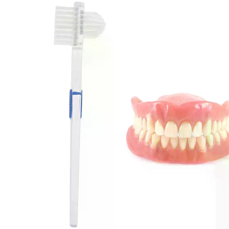 Double-Sided Denture Brush | Ultra-Soft Bristles False Teeth Denture Cleaning Brush QXL