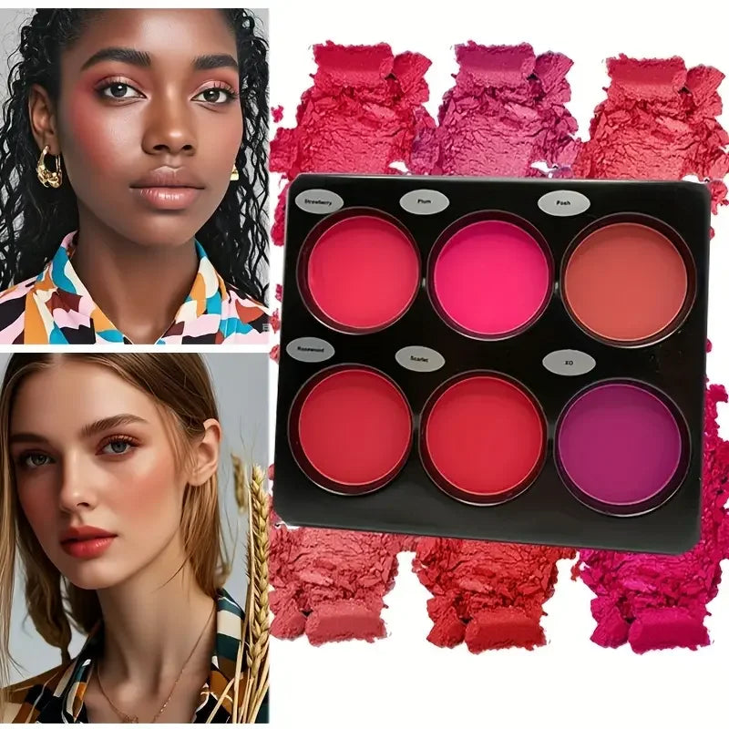 6-Color Matte Blush Palette | Natural Contour Makeup Blush Palette QXL