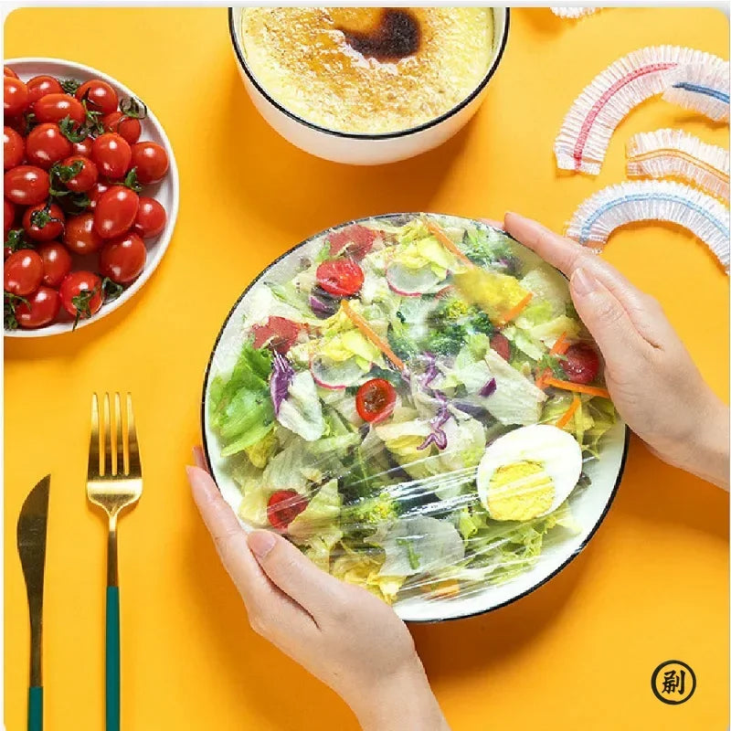 100-Pack Elastic Food Covers | Disposable Bowl Lids & Wraps Disposable Food Covers QXL