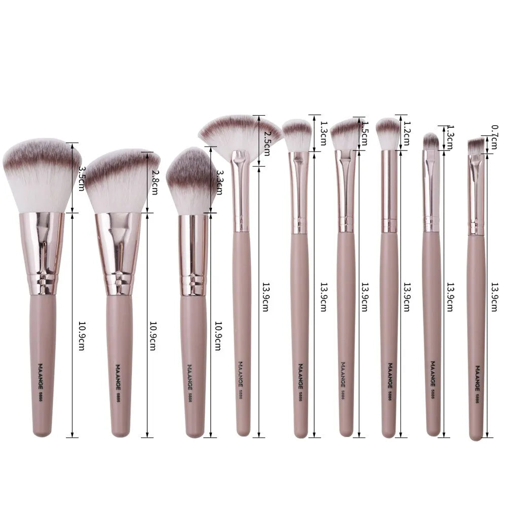 MAANGE 9-Piece Makeup Brush Set | Foundation & Eyeshadow Makeup Brush Set QXL