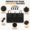 Car Seat Back Trunk Organizer | Mesh Pockets & Hooks Car Trunk Organizer QXL black