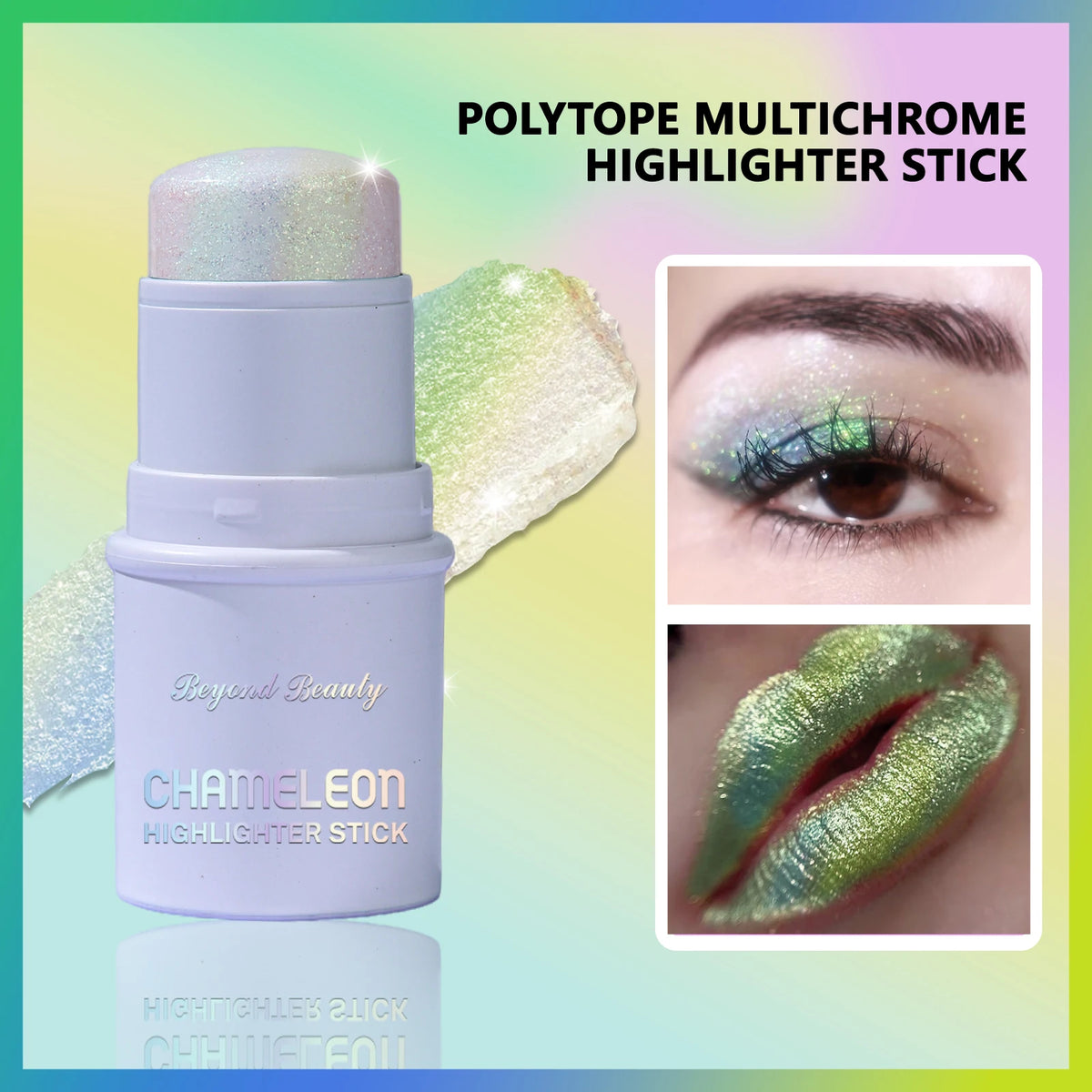 BEYONDBEAUTY Holographic Glitter Shimmer Stick – Face & Body Shimmer Highlighter Stick QXL