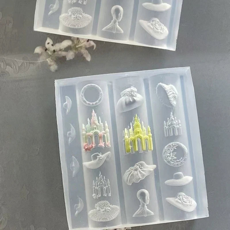 3D Silicone Nail Art Mold | Swan Castle Straw Hat DIY Templates Nail Art Mold QXL Default Title