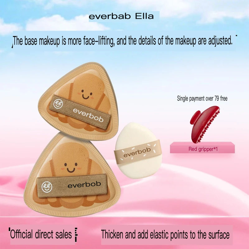 EVERBAB Triangle Powder Puff 2-Pack | Baking Series Sponge Makeup Powder Puff QXL