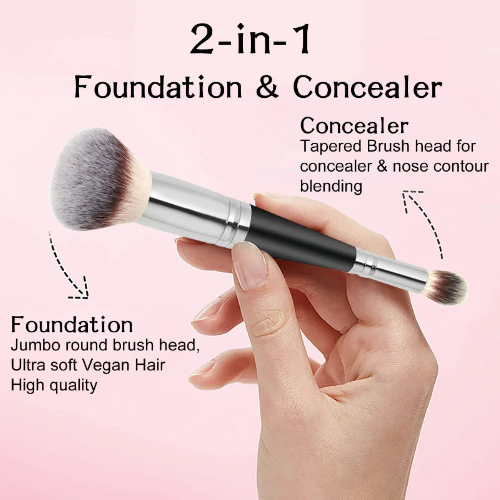 2-in-1 Double-Ended Makeup Brush | Foundation, Blush & Concealer Makeup Brush QXL