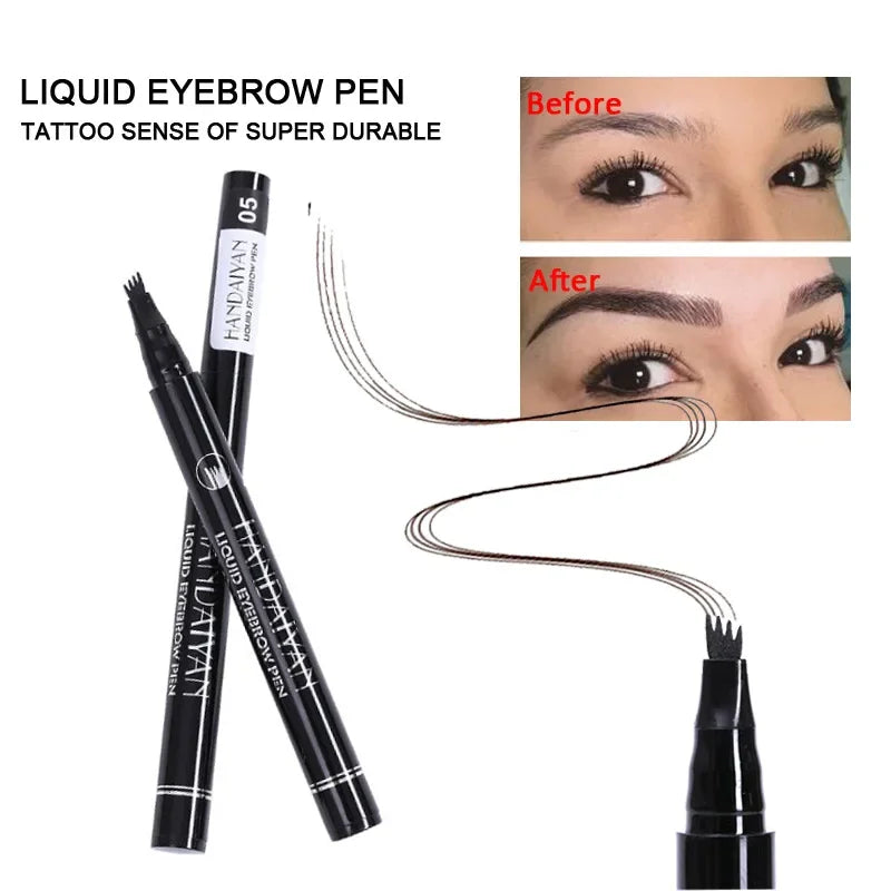 Handaiyan 4D Microblading Eyebrow Pen | 4-Fork Waterproof Eyebrow Pencil QXL