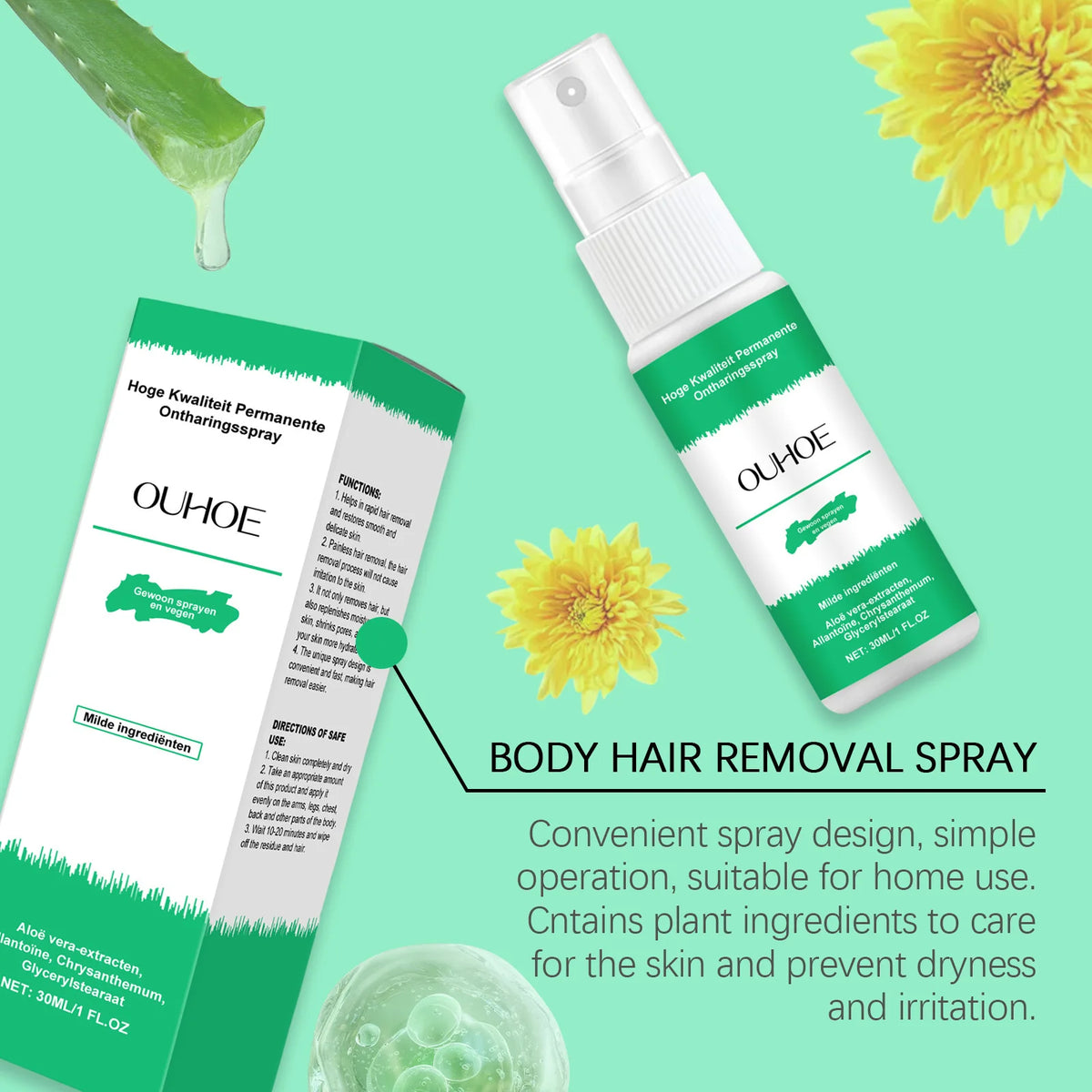 Ouhoe Hair Removal Spray – Depilatory Mist 30ml Depilatory Spray QXL
