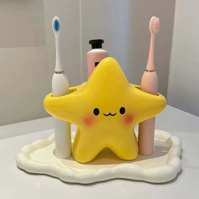 Star Smiling Face Toothbrush Holder | Electric & Manual Toothbrush Holder QXL