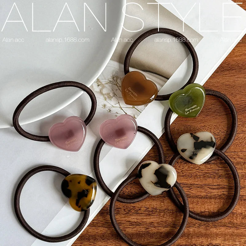 Acetate Jelly Heart Hair Tie | French Style Ponytail Holder Hair Tie QXL