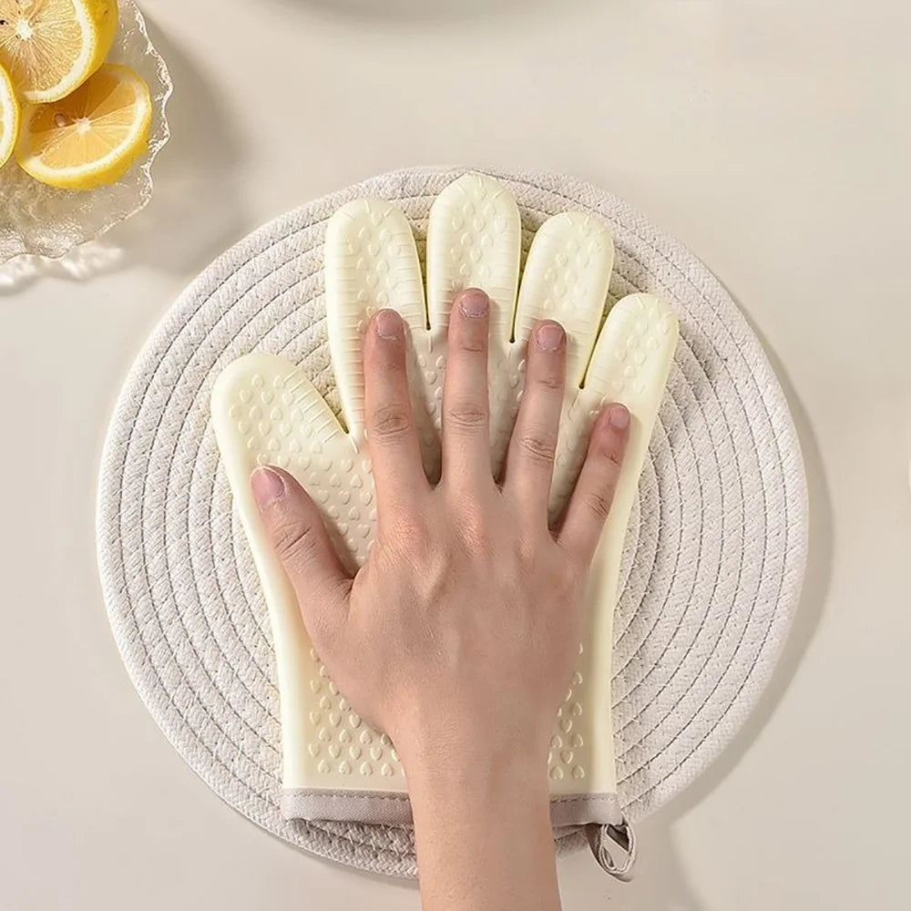 Silicone Five-Finger Oven Mitts | Non-Slip Kitchen Gloves Silicone Oven Mitts QXL