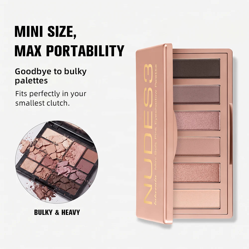 6-Color Nude Eyeshadow Palette – Matte & Shimmer Blendable Eyeshadow Palette QXL