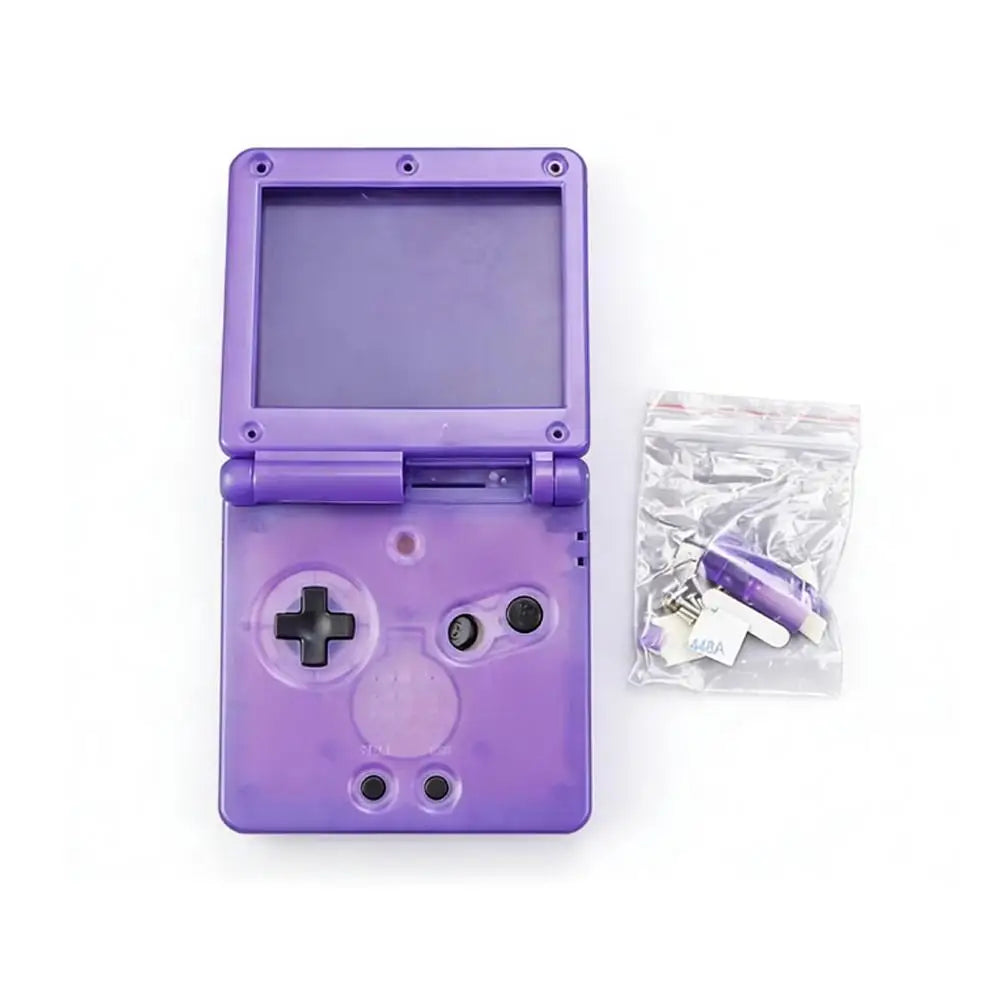 GBA SP Replacement Shell Kit | Clear ABS Case + Buttons & Screws Game Console Shell Kit QXL Purple