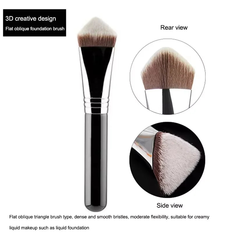 MOZHOU Kabuki Foundation Brush | Vegan Angled Synthetic Bristles Kabuki Foundation Brush QXL A2-3D
