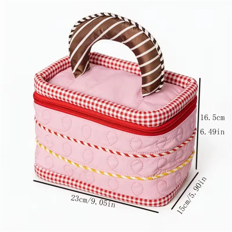 Cute Cake Makeup Brush Organizer Bag | Multi-Pocket Travel Cosmetic Organizer Bag QXL