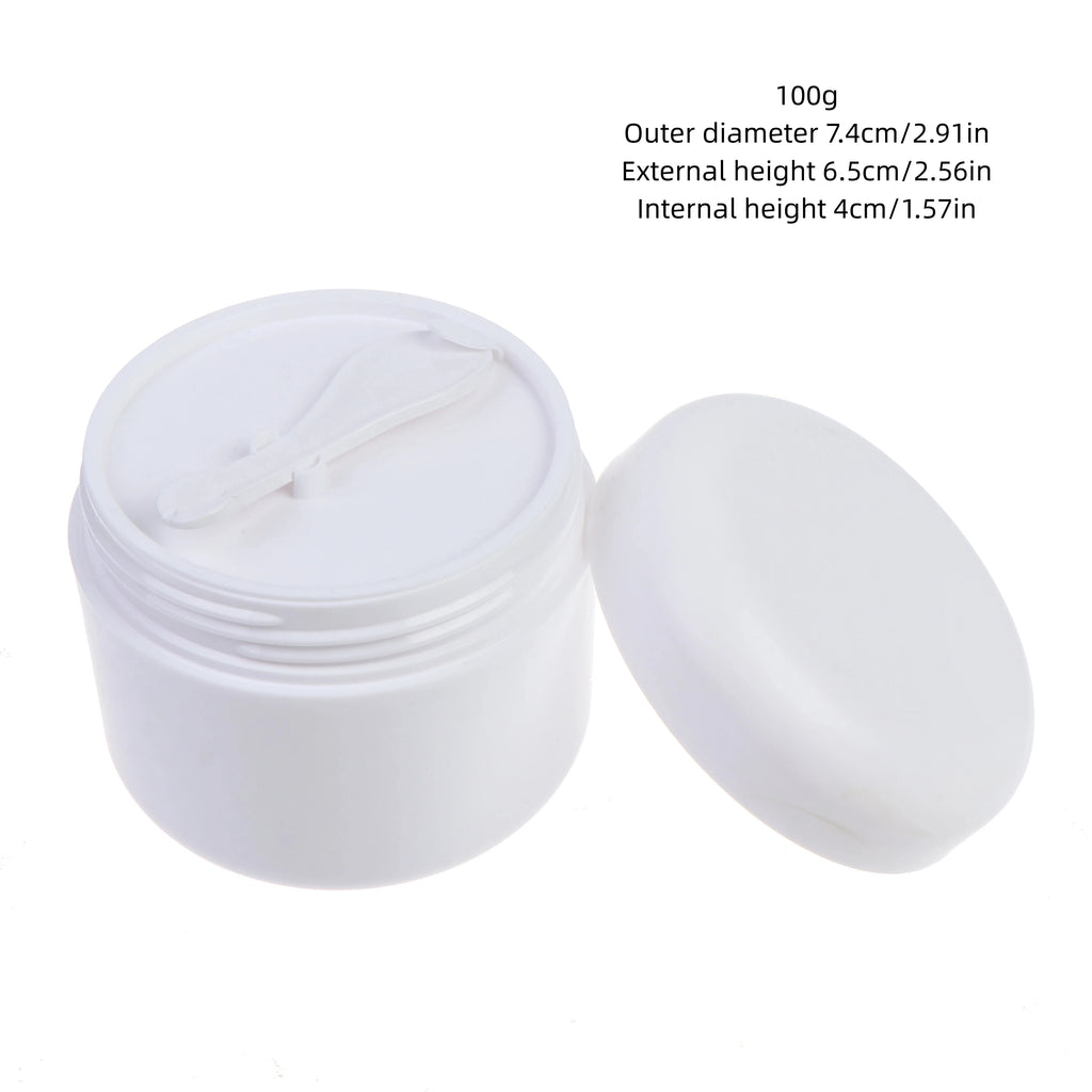 Refillable Plastic Cosmetic Jar with Spoon | 50/100/120g Cosmetic Jar QXL 100g