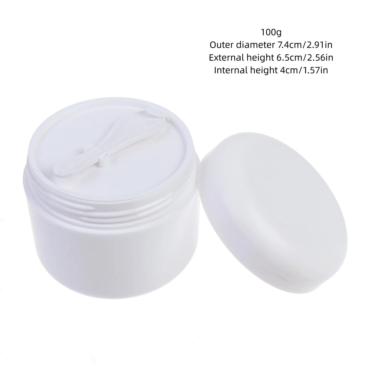 Refillable Plastic Cosmetic Jar with Spoon | 50/100/120g Cosmetic Jar QXL 100g