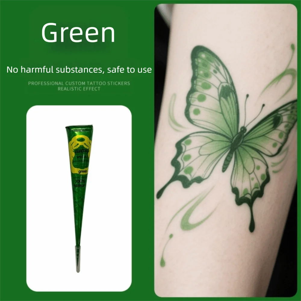 Henna Tattoo Paste Cone | Mehndi Body Art Black & Brown Henna Tattoo Paste QXL Green