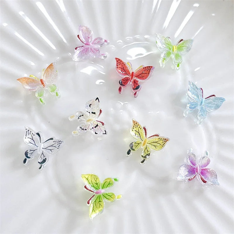 20-Pc 3D Butterfly Nail Charms | Kawaii Gradient Resin Decor Nail Art Charms QXL