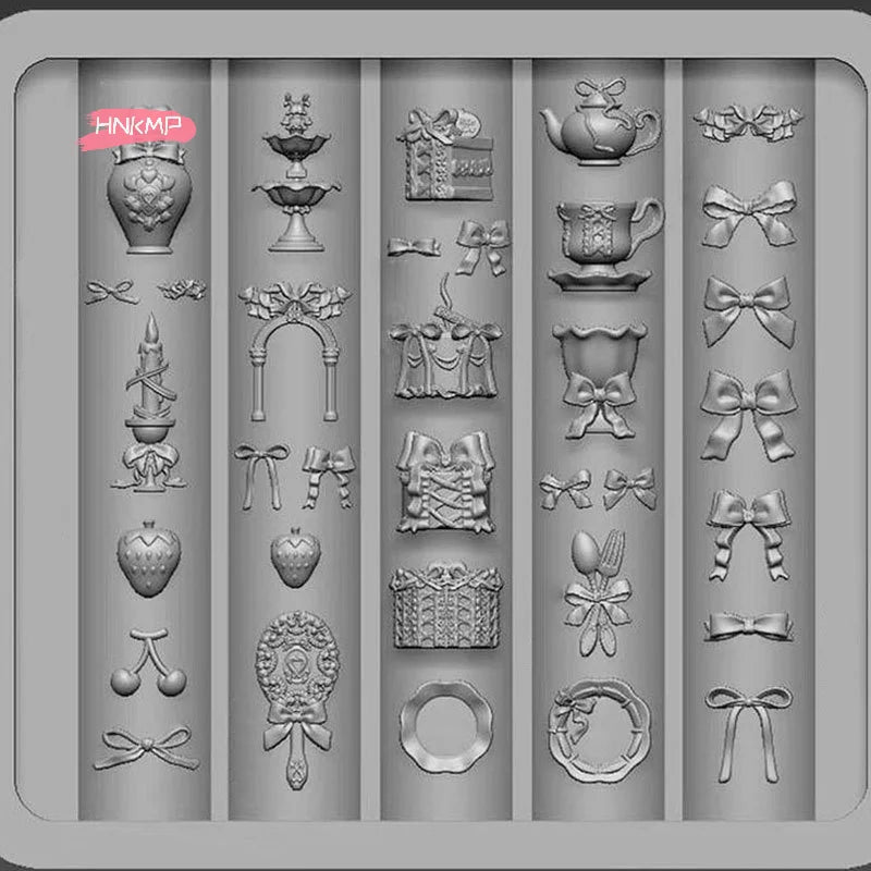 Silicone Nail Art Mold – Bowknot Teacup UV Gel Stencil Silicone Nail Mold QXL