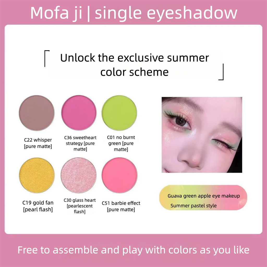 DIY Single Color Eyeshadow | Matte & Shimmer Summer Shades Single Color Eyeshadow QXL Green apple color