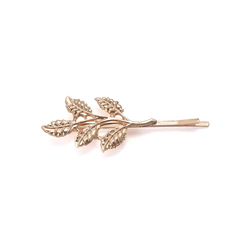 Pearl Metal Leaf Hair Clips | Bridal Olive Branch Barrettes Hair Clip Barrette QXL