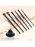 7-Pc Makeup Brush Set + Powder Puff | Soft Travel Kit Makeup Brush Set QXL 7pcs