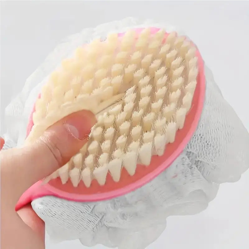 Double-Sided Long Handle Bath Brush | Soft Bristle Exfoliator Bath Brush QXL