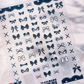 Kawaii Bowknot 5D Nail Art Stickers | Black & White Ribbon Decals Nail Art Stickers QXL TS4144