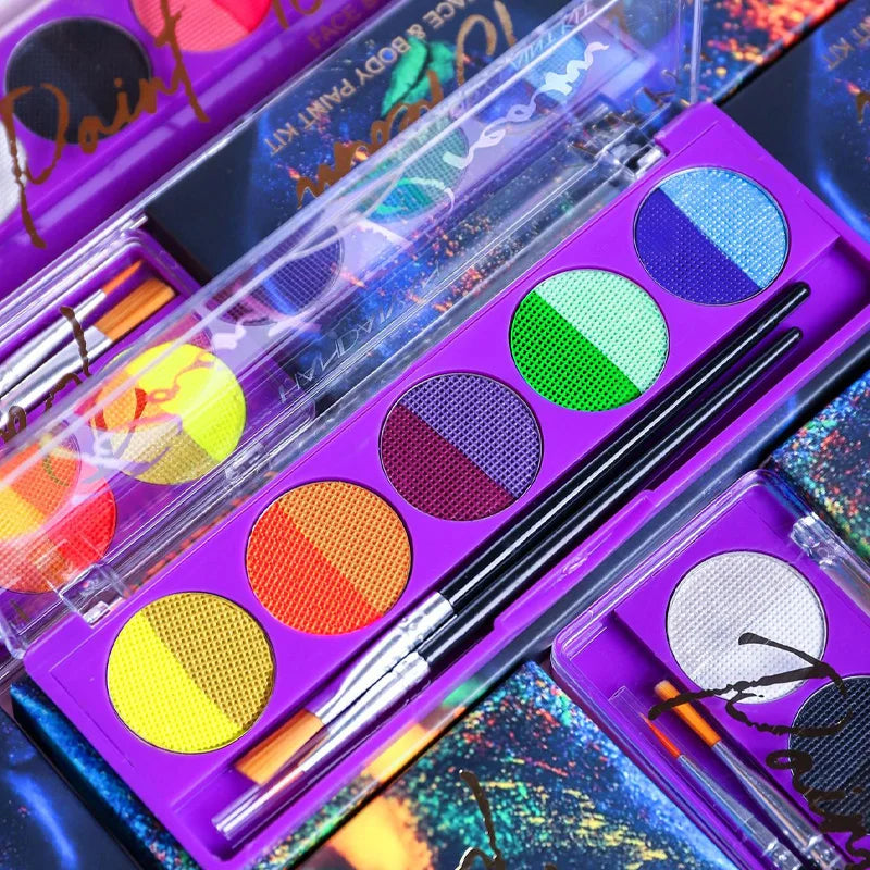 10-Color UV Neon Face & Body Paint Palette | Glow Kit Face & Body Paint QXL