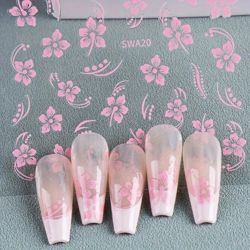 Hibiscus Flower Nail Art Stickers | Sparkle Decals for DIY Nails Nail Art Stickers QXL