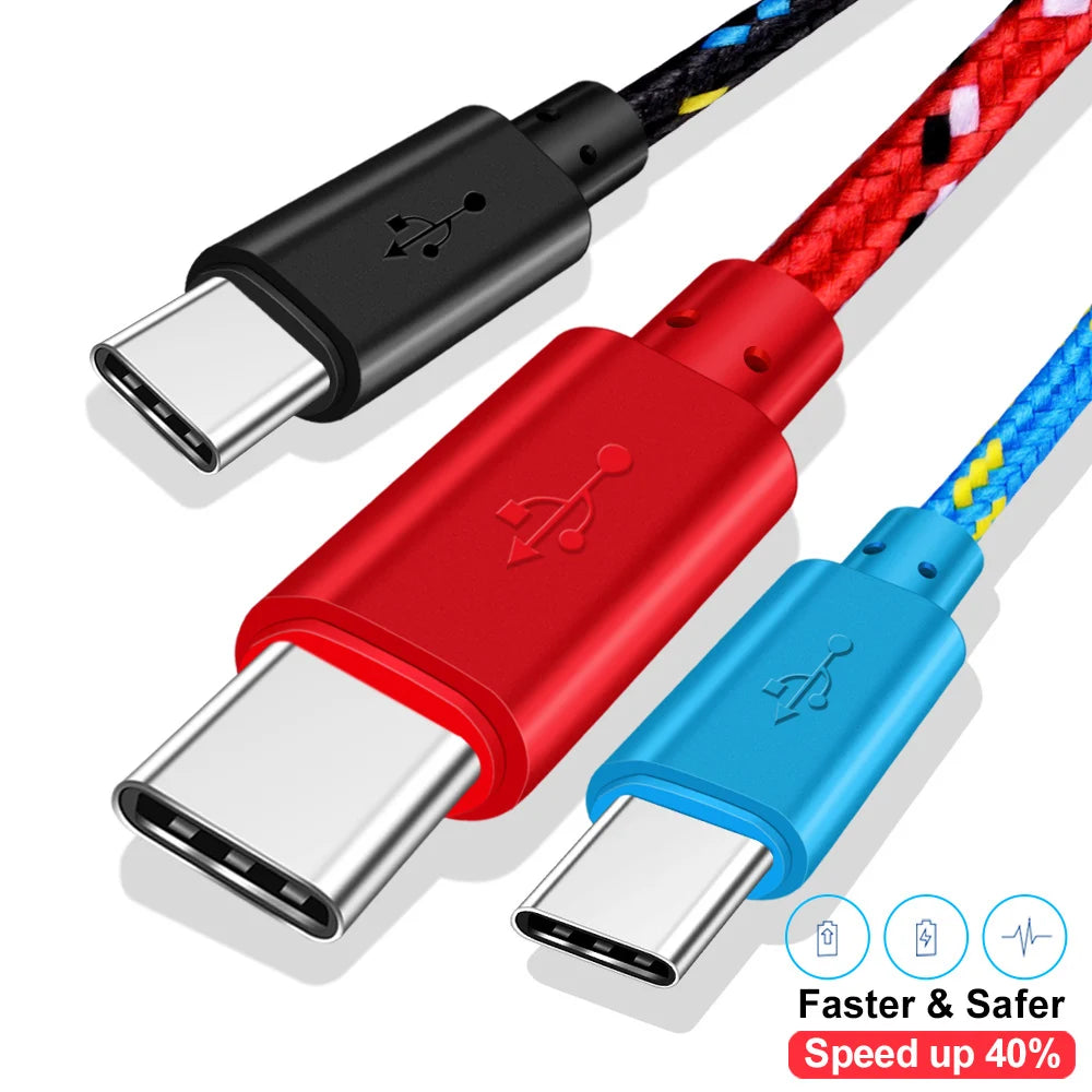 USB-A to USB-C Nylon Braided Fast Charging Cable 0.5M–3M USB-C Charging Cable QXL
