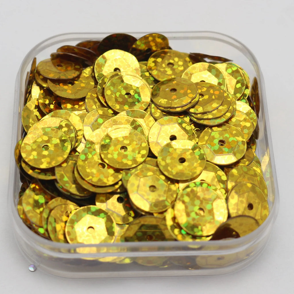 2000 Hologram Cup Round Sequins 10mm Silver & Gold Paillettes Craft Sequins QXL