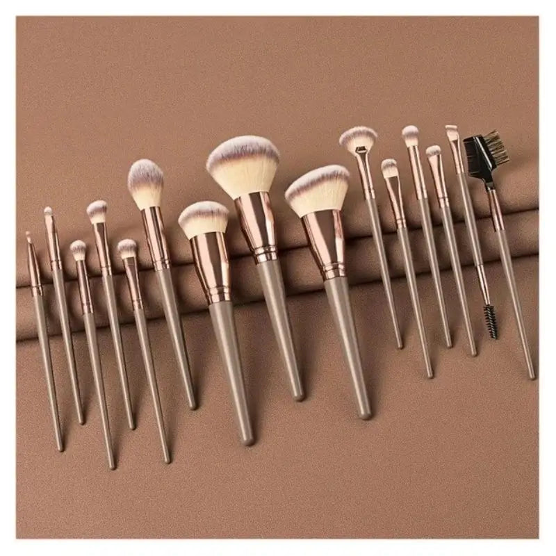 15-Piece Makeup Brush Set | Face, Eyes & Lips Synthetic Brushes Makeup Brush Set QXL