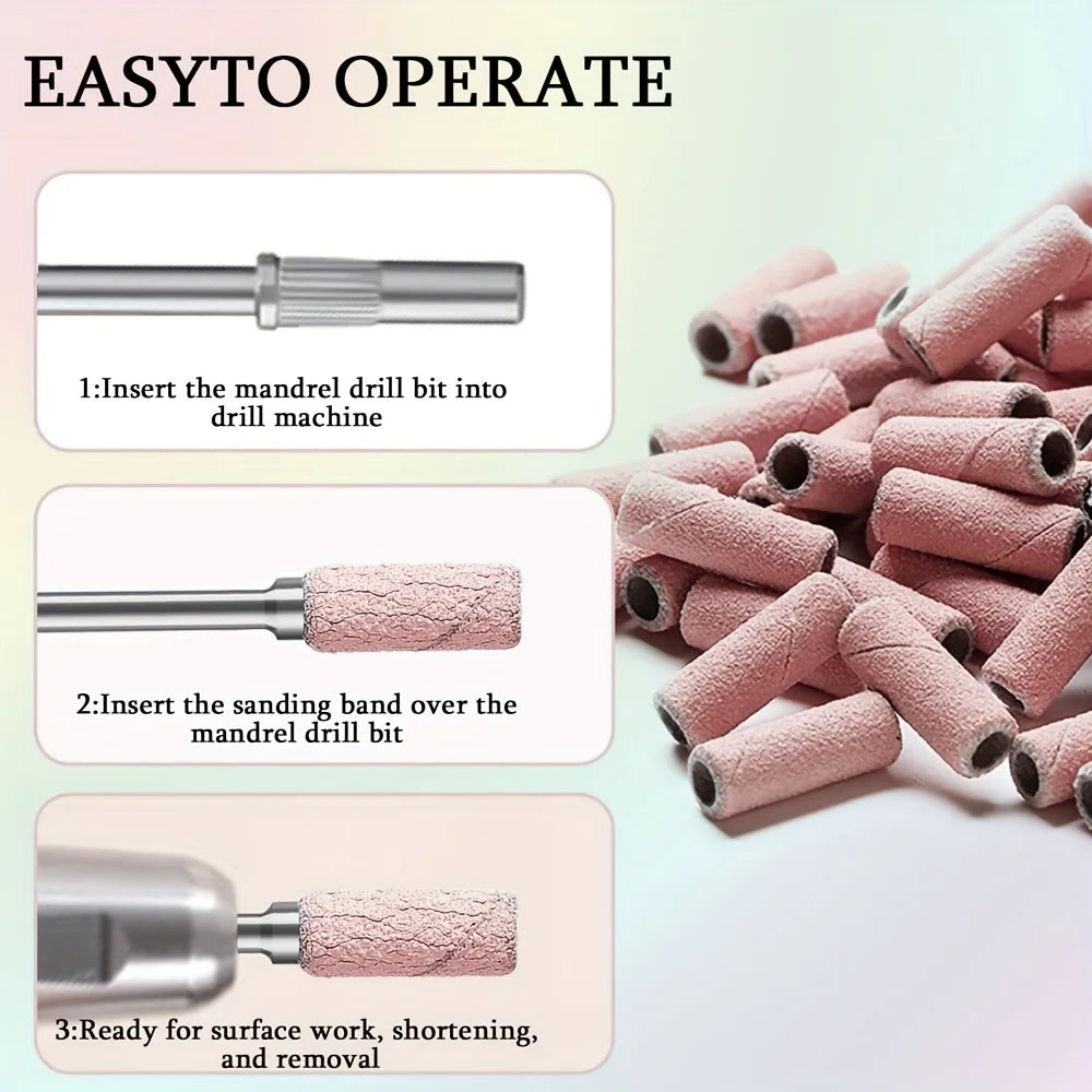 3mm Mini Sanding Bands for Nail Drill | 80–240 Grit | FUMOSIK Nail Sanding Bands QXL