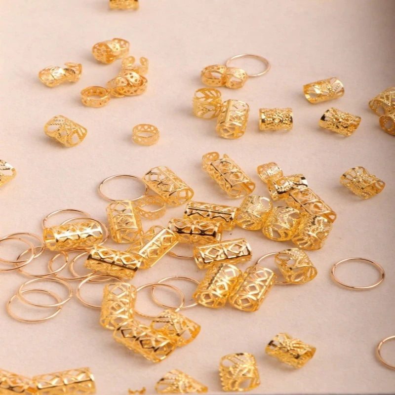 80-Pack Metal Hair Braid Cuffs | Dreadlock Rings & Beads Hair Braid Cuffs QXL